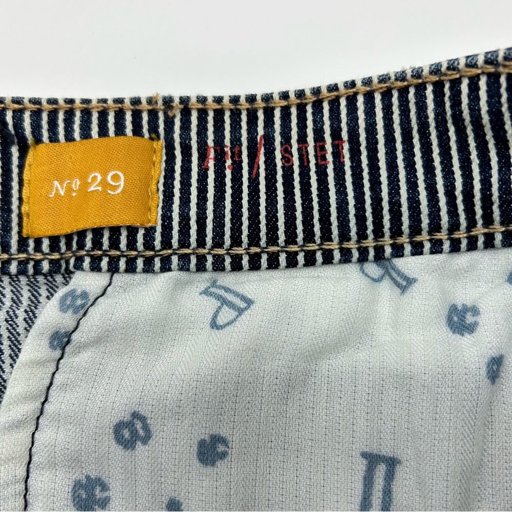Pilcro and the Letterpress Blue Striped Patchwork Jean Shorts Sz 29 NWT - Picture 6 of 10